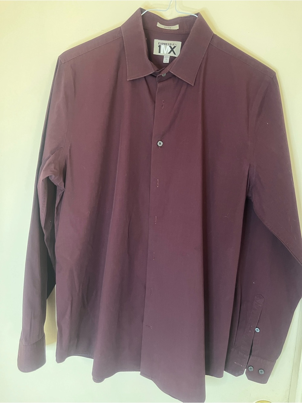 Express Men’s Burgundy Dress Shirt - Fitted